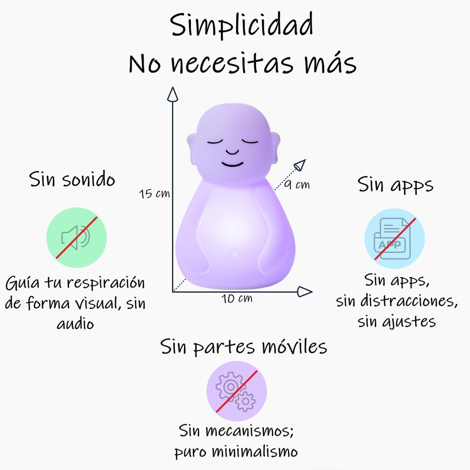 Lámpara ANTIESTRES Zen para Relax y Meditación guiada - Alivia estres, ansiedad y calma tu mente - Antiestres adultos para atención plena. Fidget toy. (BLANCO) | Apoyo para relajación y reducción del estrés.