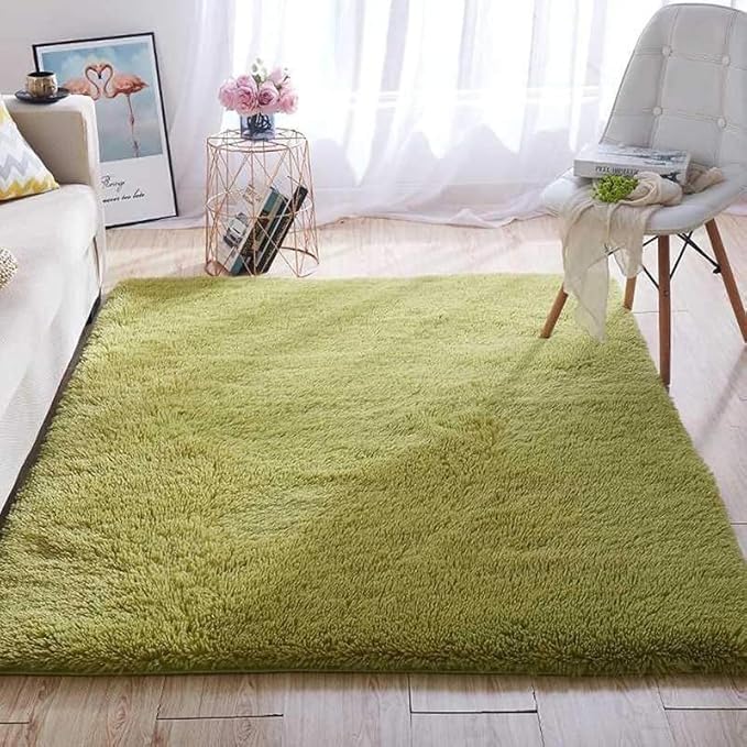 Image of Carpet for Living Room 5X7 FEET Modern Soft Shaggy Carpet Thick, Fluffy & 2 inch Pile Shag Rug for Your Kids Room, Bedroom & Livingroom (Green)