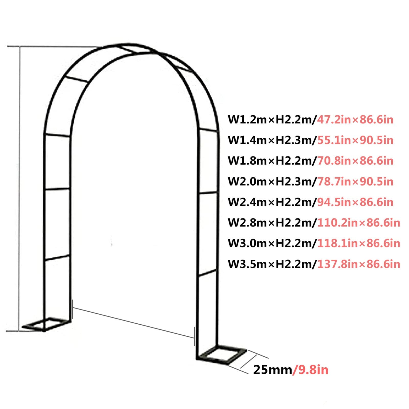 Łuk ogrodowy, krata, metalowa pergola do roślin pnących, dekoracja ślubna, łatwy montaż, czarna, 1,4 x 2,3 m, idealna do przestrzeni na zewnątrz i na imprezy