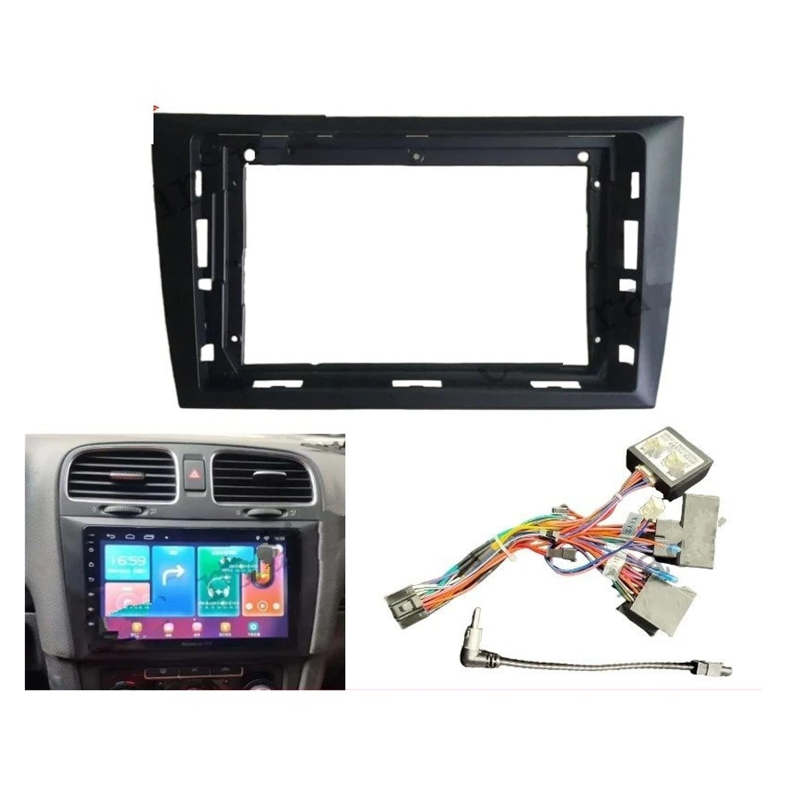 Mascherina Autoradio Cornice Stereo Telaio 9 Pollici per Autoradio Android Stereo Frame Lettore unità Principale Fascia Dash Board Cover per VW per Golf 6 2008-2012