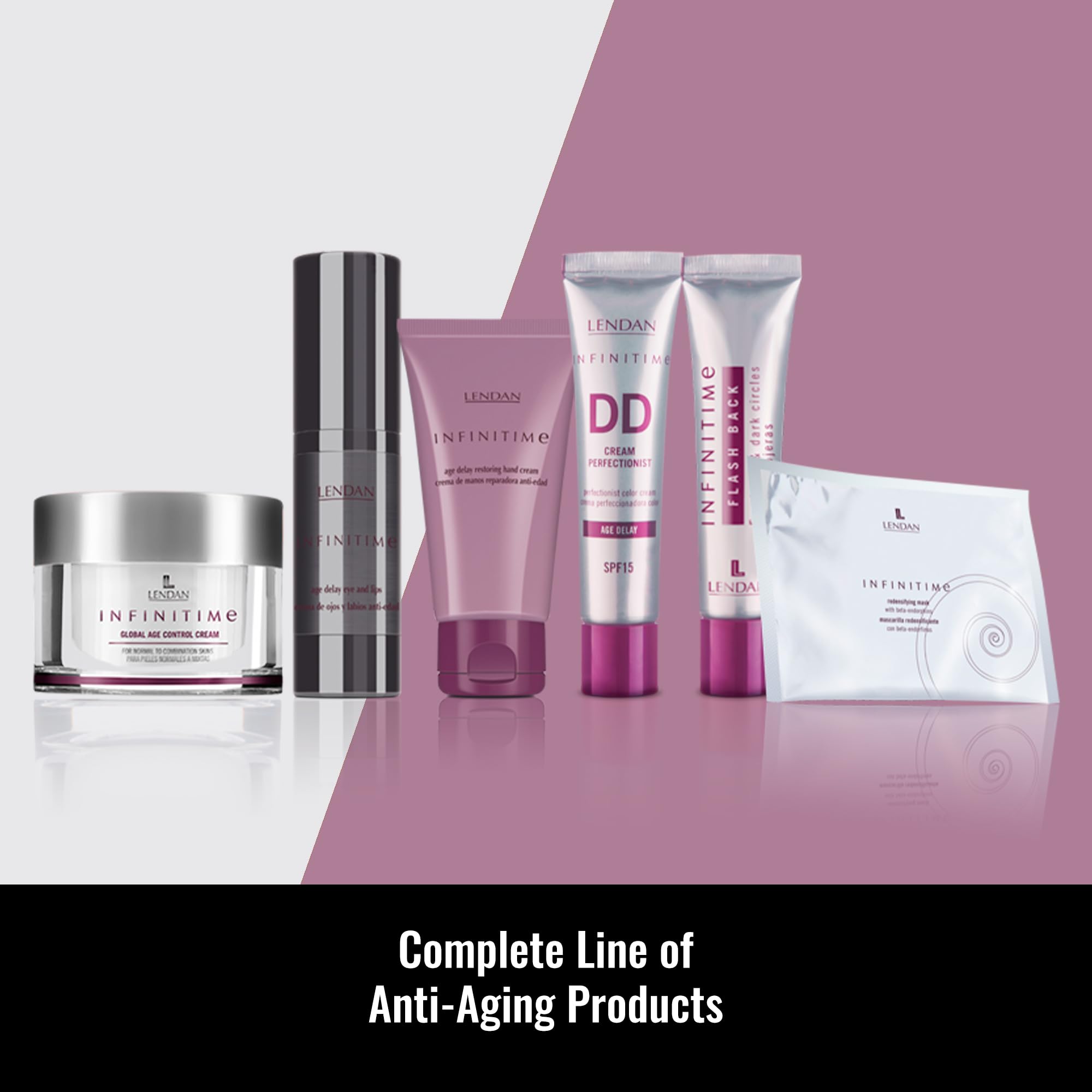 LENDAN - Mascarilla Facial Redensificante - Infinitime - 6 Sobres con 1 Mascarilla Escote + 1 Mascarilla Rostro - con Beta Endorfinas - Máxima Hidratación - Piel Luminosa - Acción Antioxidante