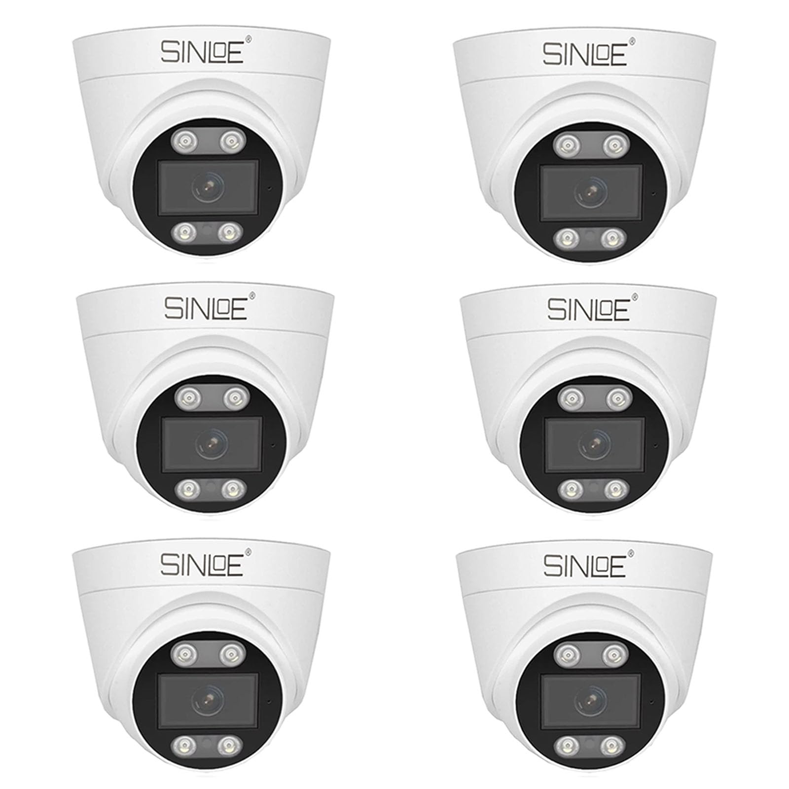 5 MP Indoor Dome IP Wired CCTV Camera, Color Night Vision, Built-in Microphone, Motion Detection, H.265, PoE, Compatible with CP Plus, Hikvision, Dahua, NVRs, White (6 Units)