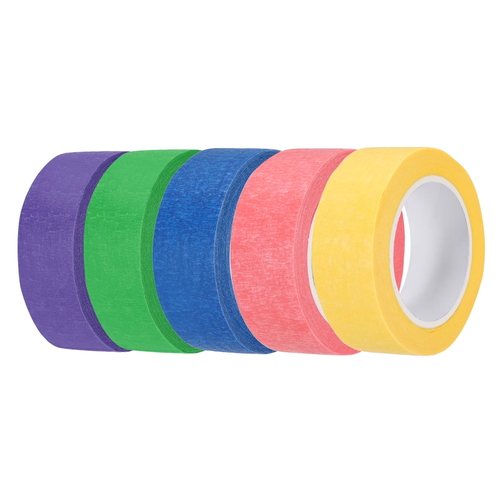 sourcing map 5pcs 13/16" x 11 Yard Colored Masking Tape Universal Crepe Paper Colorful Masking Painter Tape for Art Drawing DIY Handcraft Sealing, Dark Blue Dark Green Red Yellow Purple โ image 1