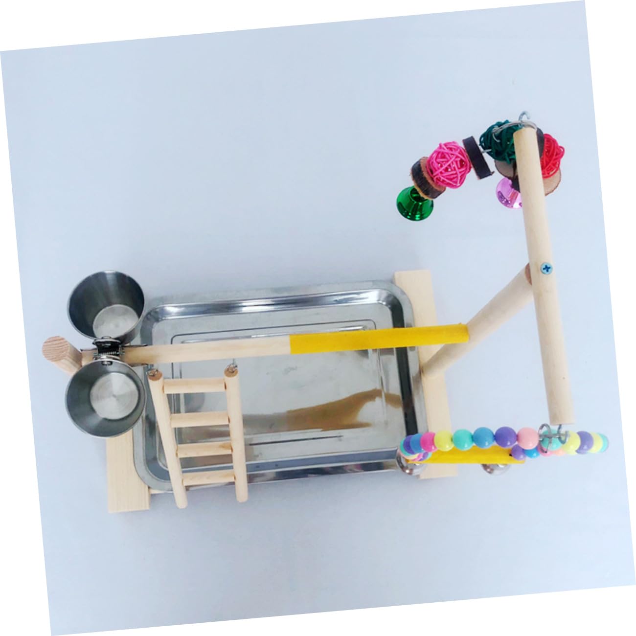 DOITOOL 1juego Parrot Playing Stand Toy para Entrenamiento De Aves De Madera Natural y Divertido para Interacción Casa y Tiendas De