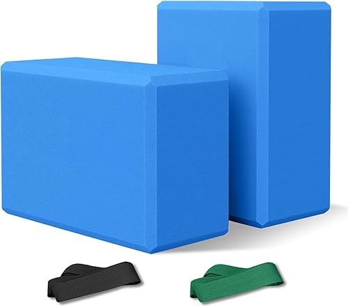 2 Pack 9‘’x6‘’x4‘’ Yoga Blocks with Stretch, Durable Yoga Foam Blocks, High Density & Non Slip Surface for Yoga, Pilates, Stretching, Dance, Ballet,