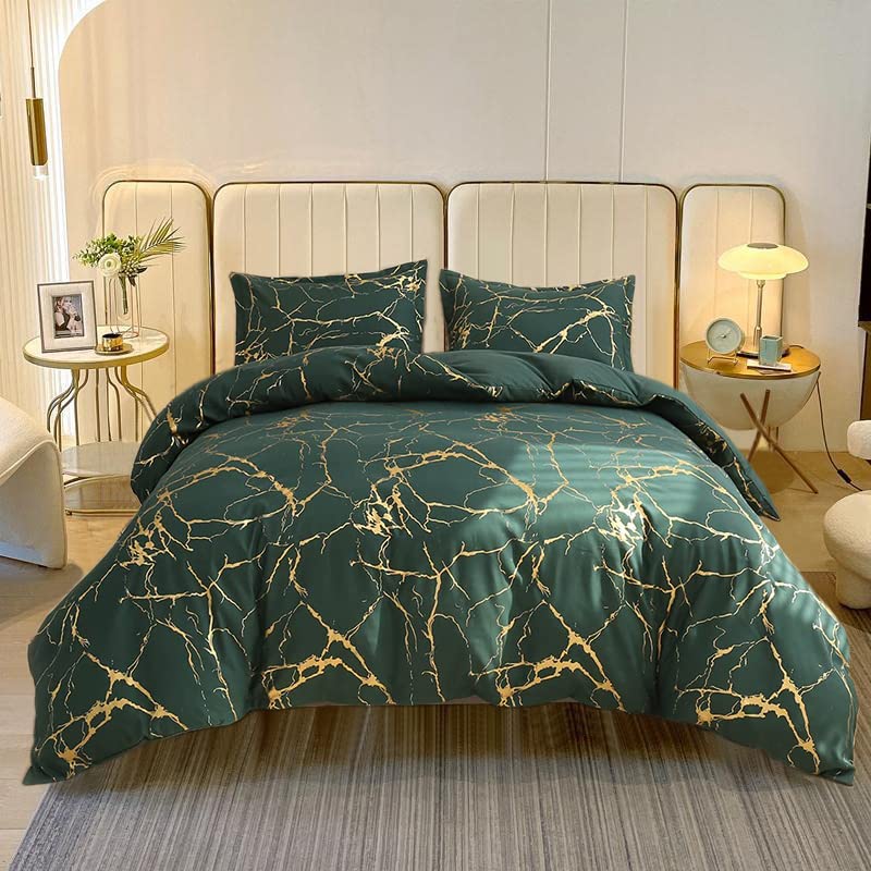 Housse de couette marbre vert 200x200 pour une chambre moderne et cocooning