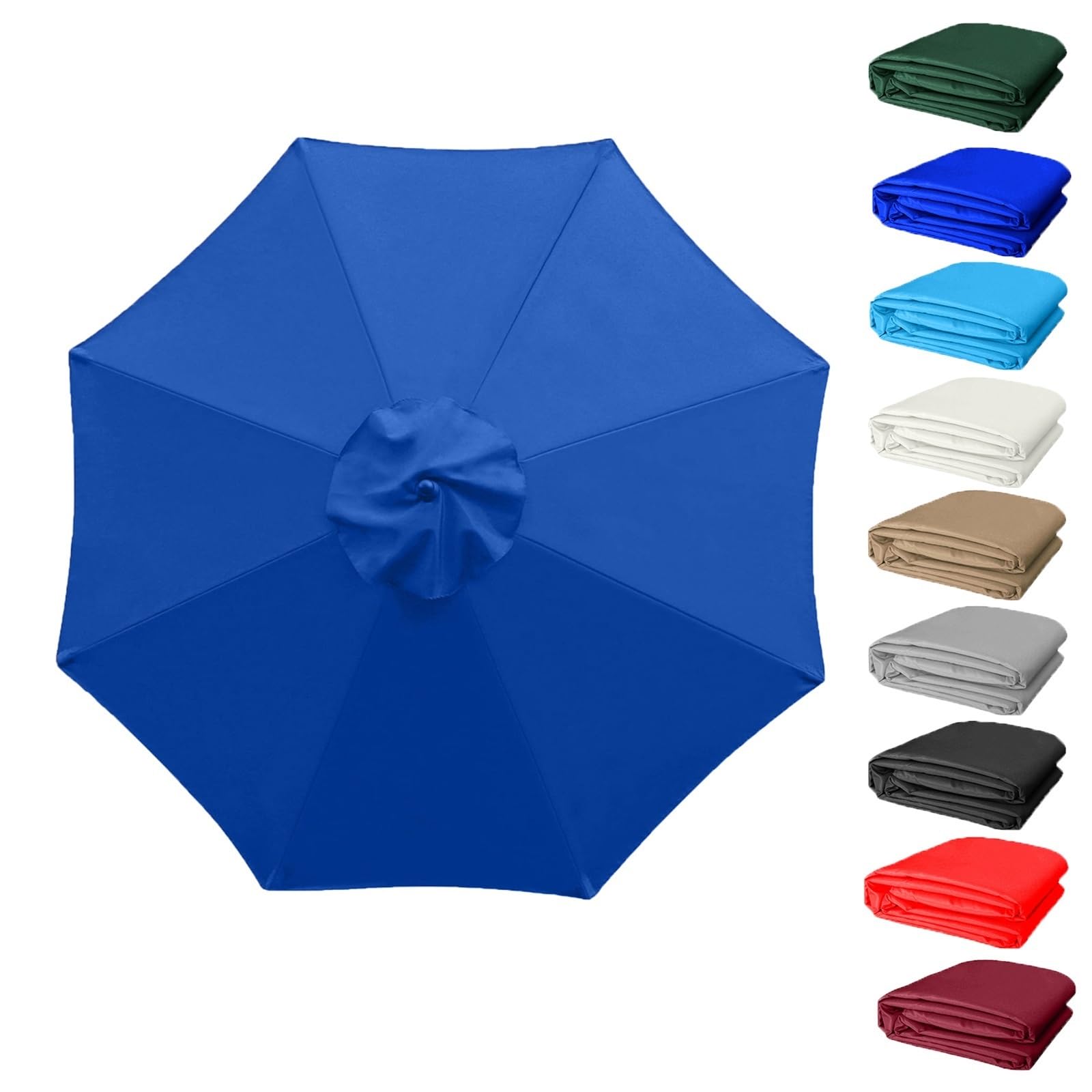 Parasol Replacement Canopy Cover 6 / 8 Arms, Waterproof Garden Umbrella Fabric Cloth, UV Protection Sunshade Replacement For Outdoor Patio Table Parasols(Canopy Only)(Sapphire blue,(8Rib)2.7m/106in) — image 1