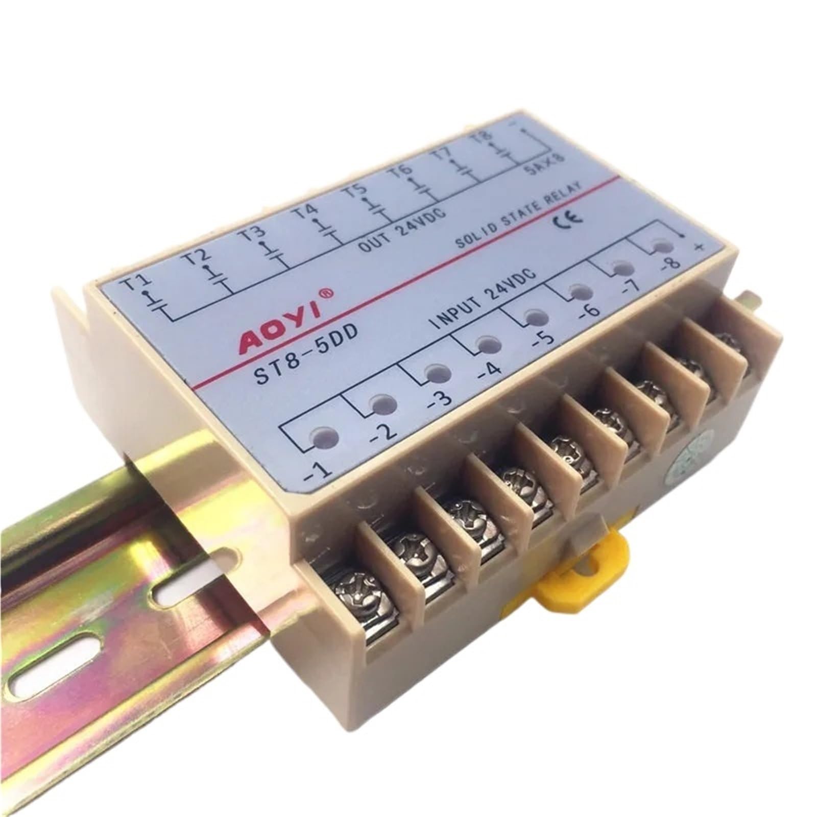 ST8-5DD ST5-5dd 5ddp 8 Channel Din Rail SSR Eight Input Output 24VDC Single Phase Solid State Relay 5A Module Controller(ST5-10DD) Control Relays