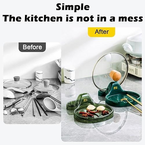 Miniatura 3 de Espátula de cocina multifunción - Soporte para cuchara con soporte para tapa, nuevo estante multifuncional para espátulas de cocina, soporte para