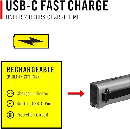 Miniatura 8 de Coast Slayer - Linterna LED recargable USB-C de 1150 lúmenes con puntoinundación, modo de memoria y clip de bolsillo, color plateado