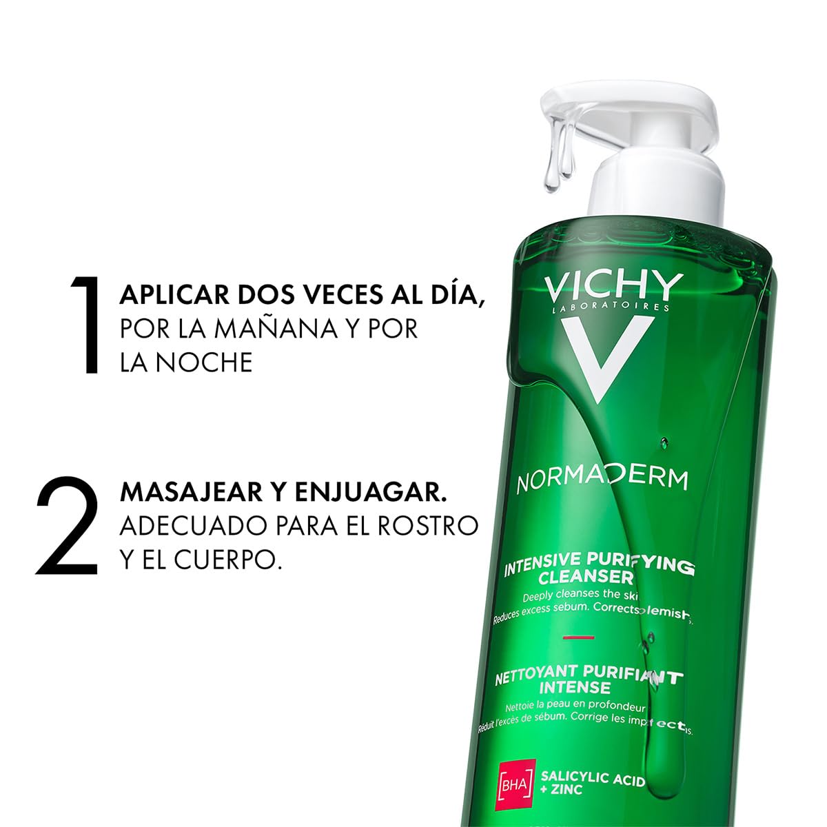 Vichy Phytosolution, Gel Detergente Purificante, Per Pelli a Tendenza Acneica, Azione Anti-Imperfezioni, Pelle Levigata, Con Acido Salicilico, Bifidus Probiotico, Rame e Zinco, 400 ml