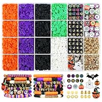 Hbnlai 3000 Pcs Halloween Clay Beads for Bracelet Making Kit, Halloween Decorations Charms Jewelry Making, DIY Crafts for Gifts Party Favors