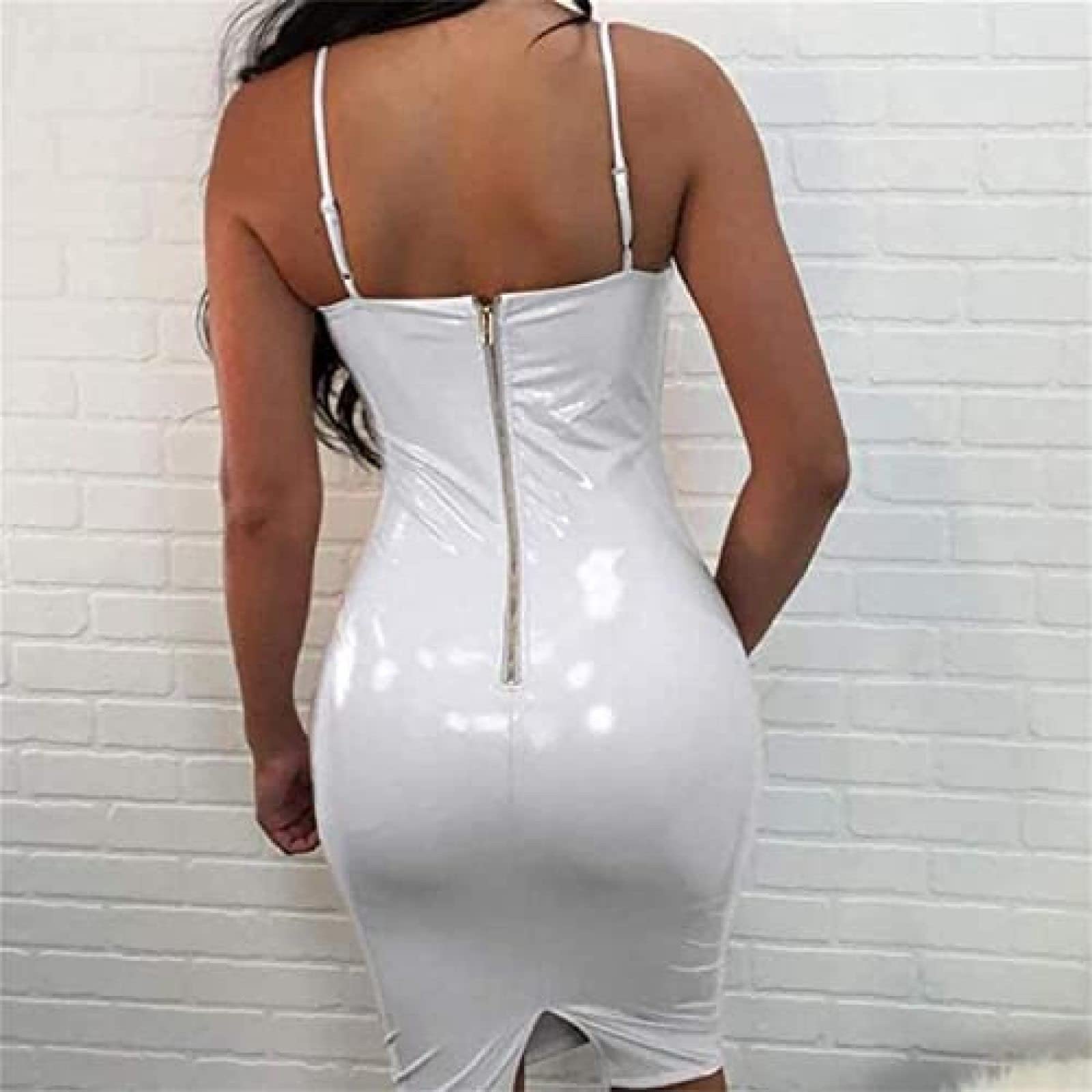 chinese dress ladies Off White Denim Faux Leather Trim Belt Mini Dress main image 0