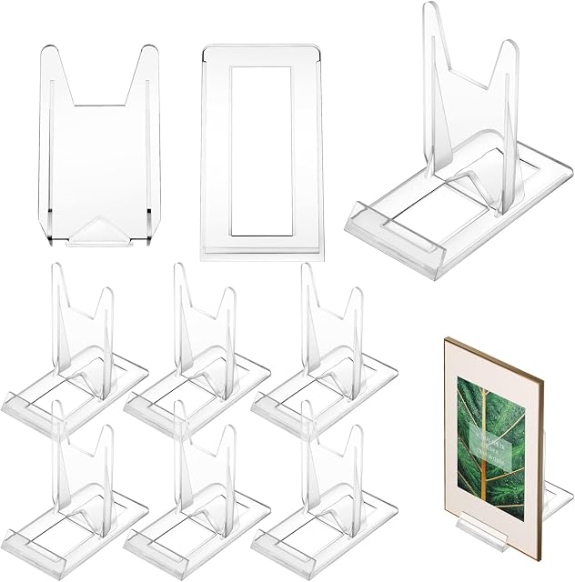 ANOTHEEE 6 Set Acrylic Plate Stands, Clear Display Stand Adjustable Clear Acrylic Plastic Display Stands Easel Multifunctional Display Holder for Photos, Place Cards, Phones, Books (11.2x10.5x6cm)
