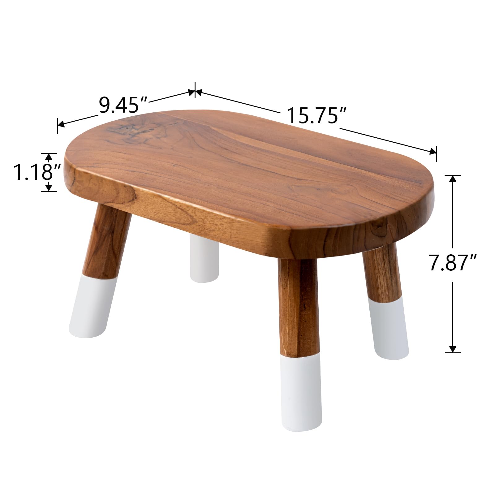 Dip Dyed Teak Step Stool Heavy Duty Wooden Stepping Stools for Adults Kids with 4 Dip Dyed Legs,Bed Steps for High Beds