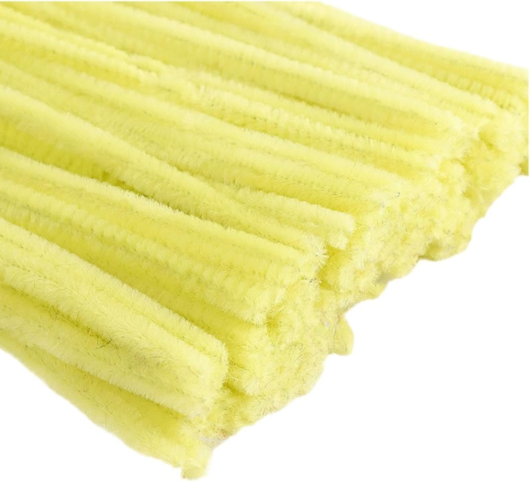 100 Pieces Pipe Cleaners Chenille Stem, Pastel Candy Color Pipe Cleaners Set for Pipe Cleaners DIY Arts Crafts Decorations, Chenille Stems Pipe Cleaners (Yellow)