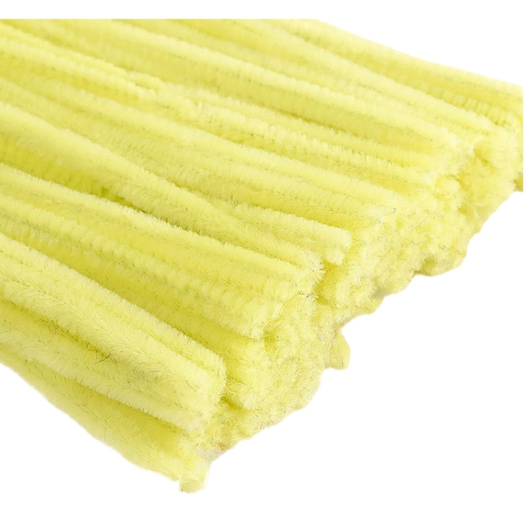 100 Pieces Pipe Cleaners Chenille Stem, Pastel Candy Yellow Color Set for Pipe Cleaners DIY Arts Crafts Decorations, Chenille Stems (Yellow)