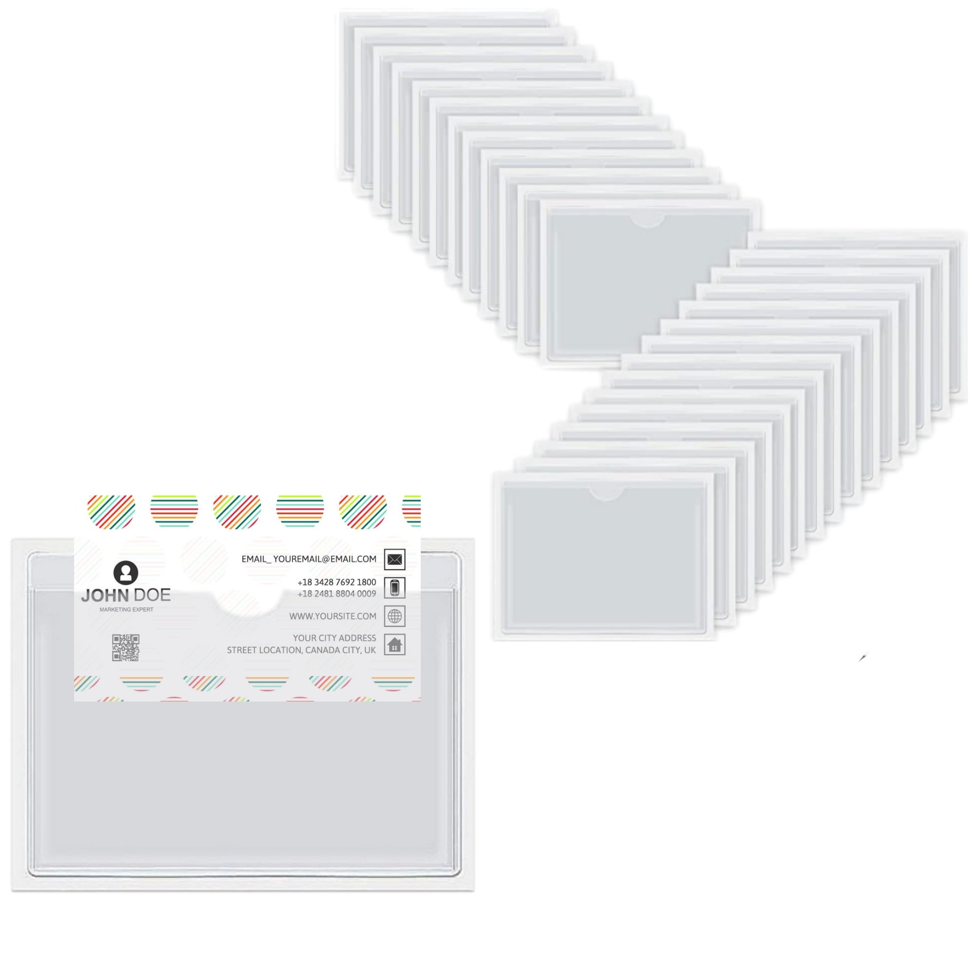 Amazon | Anopono ラベルポケットシール ネームカードホルダー 粘着式