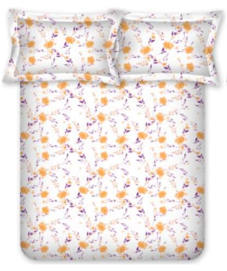 Bombay Dyeing King Size Cotton Bedsheet, 164 TC, Size:274 x 274 cm, Floral Print, Yellow-image-46