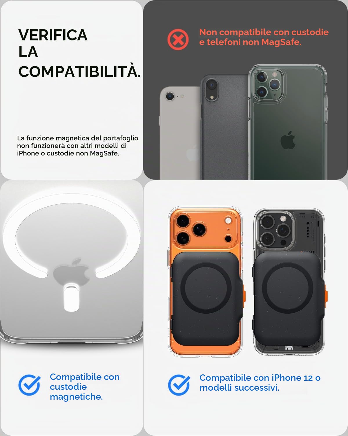 Spigen TinTap MagFit+ Portafoglio (5 carte) Magsafe Wallet Magnetico Portacarte Compatibile con iPhone 17/16/15/14/13/12 Modelle, Accessori MagSafe - Nero