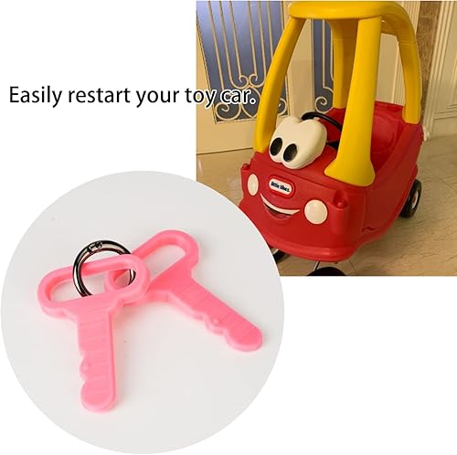 Miniatura 4 de Llave de repuesto para Little Tikes Cozy Coupe, paquete de 2 llaves personalizadas, llave de regalo para niños (rosa)