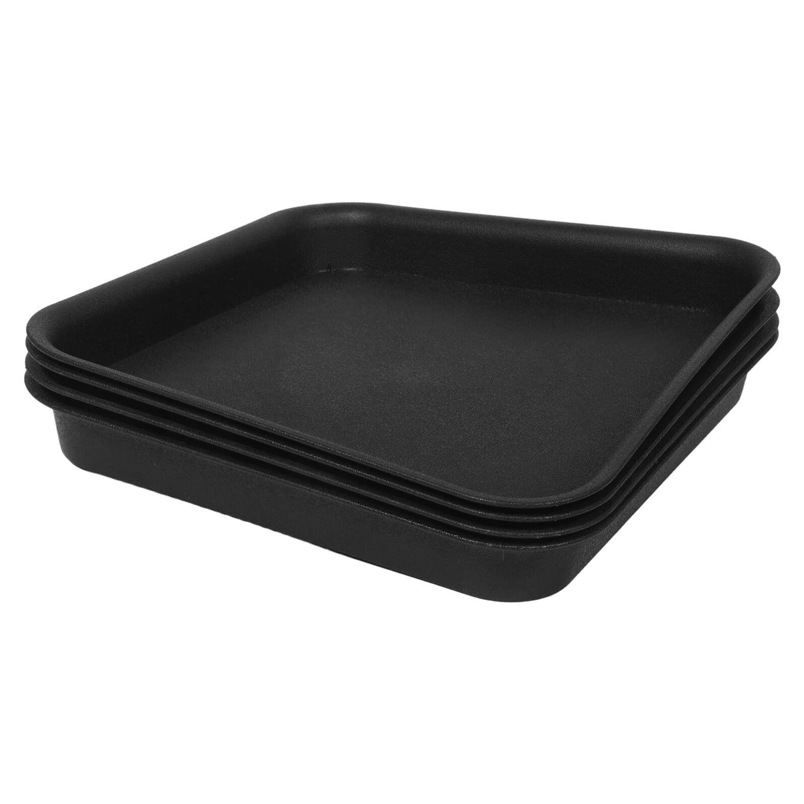 TOYANDONA Bandejas de Goteo para Macetas de Plástico Negro 4 Platillos Cuadrados Estructura Reforzada y Acabado Mate para Plantas en Balcones y Salones