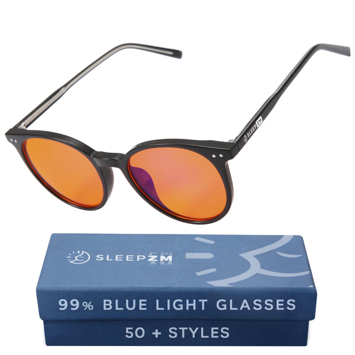 Sleep ZM Blue Light Blocking & Light Sensitivity Glasses - 14 Lens Types for Comfort, Relaxation, Sleep & Relief 8. Black - 99% Sleep Aid Orange Lens Sleep
