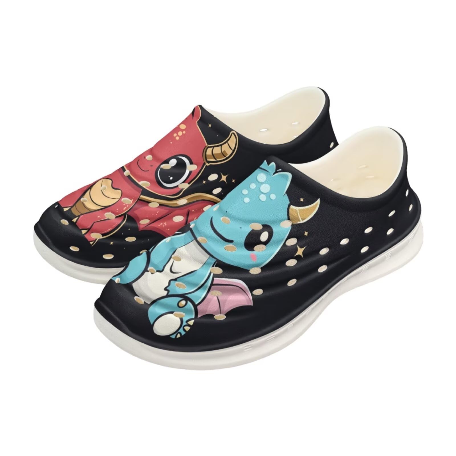 Pointodoor Cartoon Dragon Print Boys Kids Sneakers Slip on Water Shoes Quick Dry Pool Swim Shoes Lightweight Breathable Dragon Sneakers for Boys