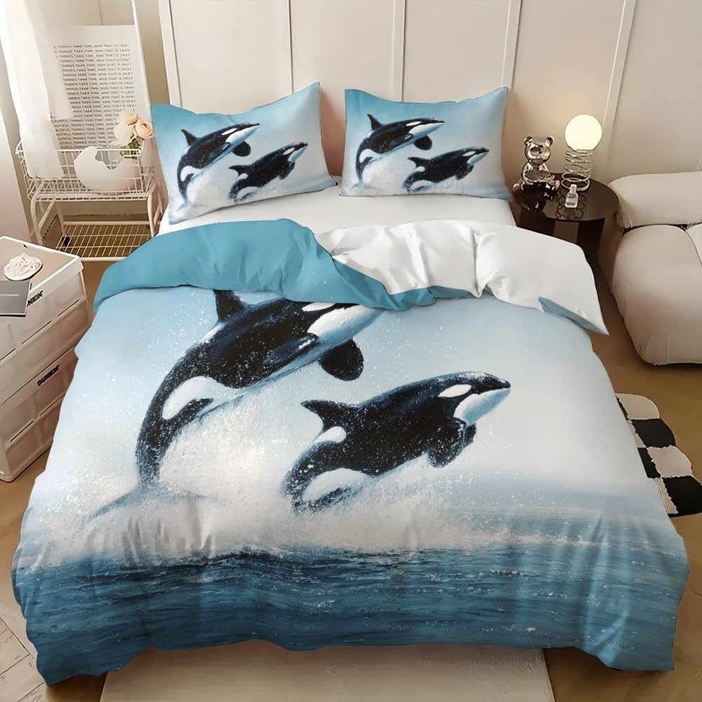 Housse de couette douce 200x200 bleu avec fermeture éclair pratique