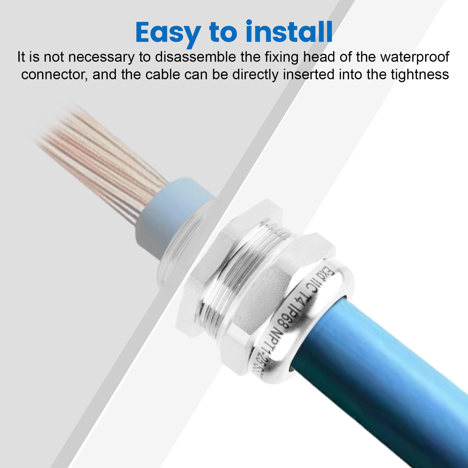 Pressacavo impermeabile in acciaio inox NPT da 2,5 cm, pressacavo regolabile impermeabile IP68, connettori per cavi con guarnizioni e dado di bloccaggio per cavi di diametro 18-25 mm