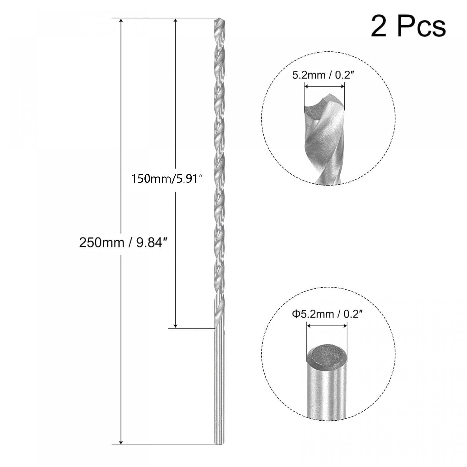 TA-VIGOR 2Pcs 5.2mm Extra Long Twist Drill Bits - Image 2