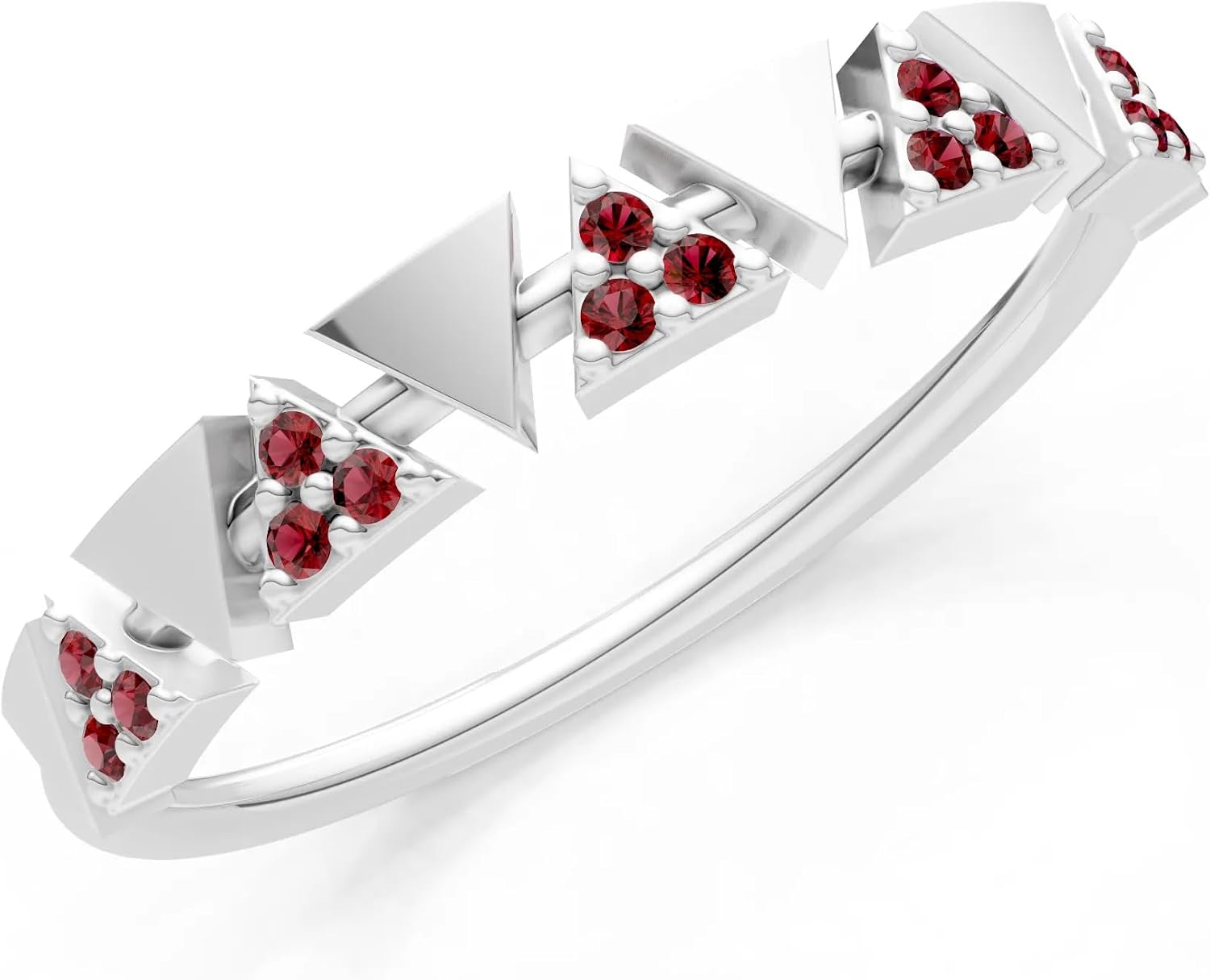 PEORA Round Cut Garnet Stackable Band Available in Solid 10K, 14K or 18K Ring – White, Yellow or Rose Gold