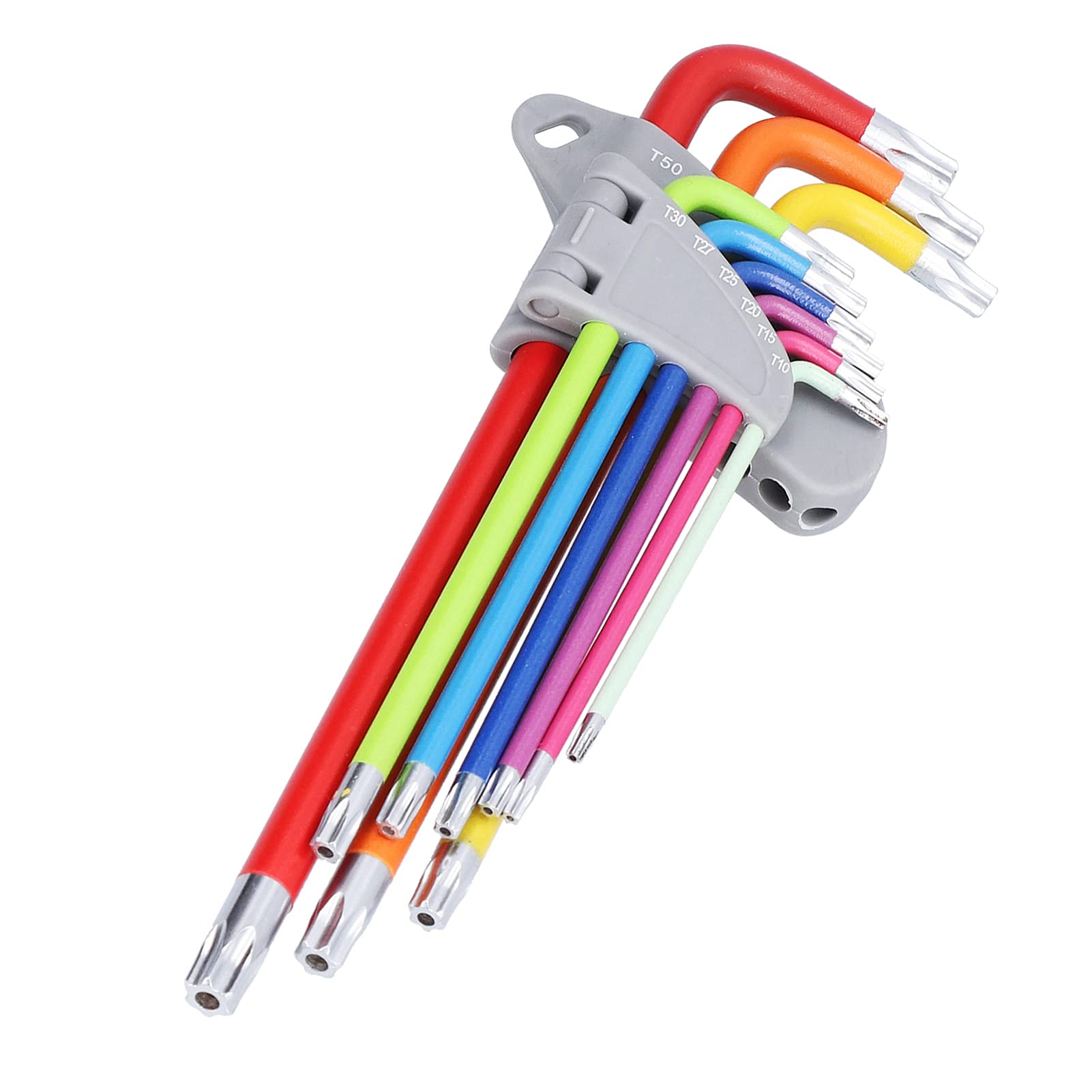 Juego de 9 llaves hexagonales de colores con llave hexagonal de estrella, juego de llaves Allen hexagonales de cabeza duradera precisa y resistente, con extremo de bola de brazo largo