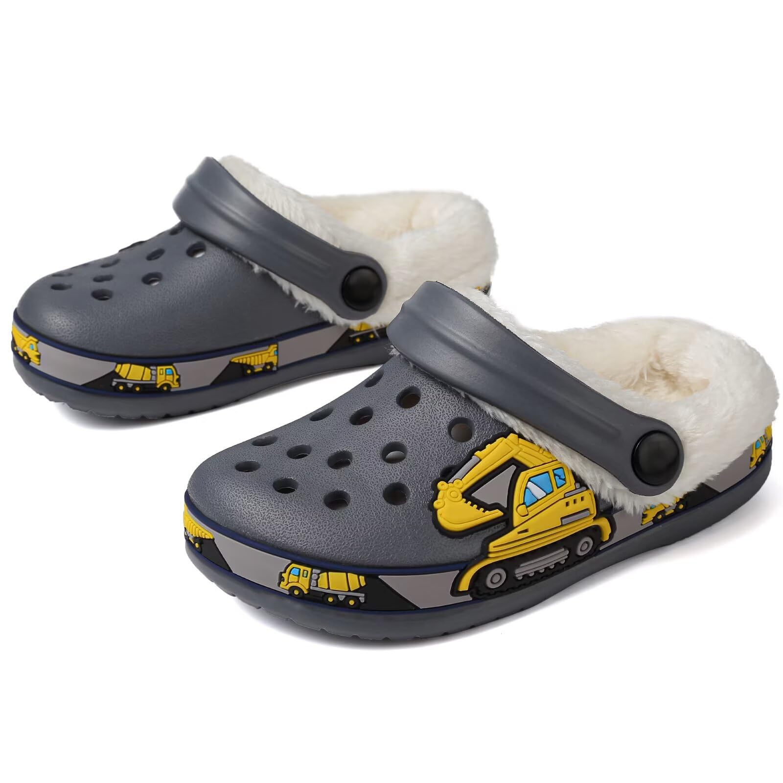 Toddler Lined Clog Slippers Winter Garden Sandals Kids House Shoes Warm Slip On Sneakers Cartoon Slides for Boys and Girls Children Indoor Outdoor