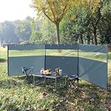 REDCAMP Windschutz für Camping, Heavy Duty Strand Sichtschutz mit Sichtfenster Stahlstangen Heringen Seilen, Outdoor Caravan Privacy Shield für Garten BBQ Picknick Lagerfeuer Holzkohlegrills, Grau