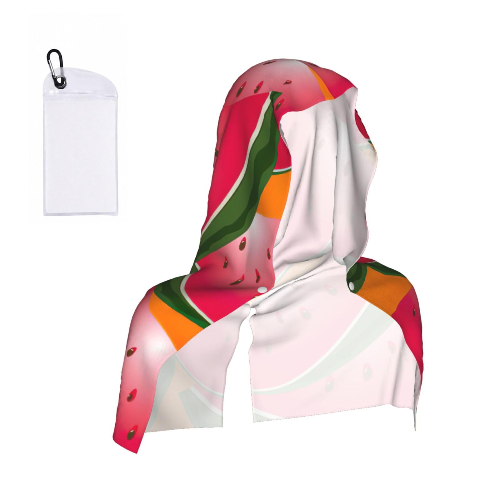 YQxwJL Ripe Watermelon Slice Print Unsex Cooling Hoodie Towel, Cools Instantly When Wet Sun Protection For Sports Fitness Gym