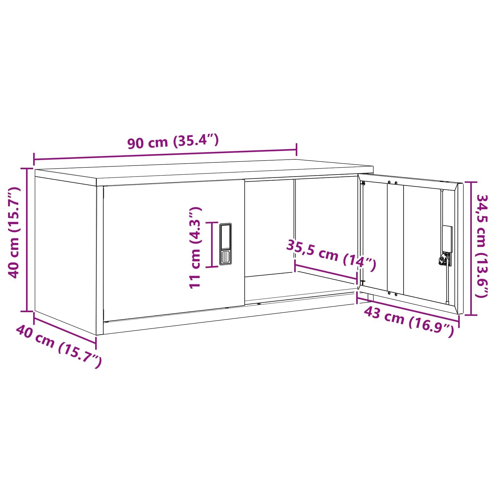 Aufbewahrungsschrank Olive Grün Stahl mit 90 x 40 x 40 cm, abschließbare Tür, ideal für Büroorganisation und Dokumentenaufbewahrung, korrosionsbeständig, vielseitig nutzbar