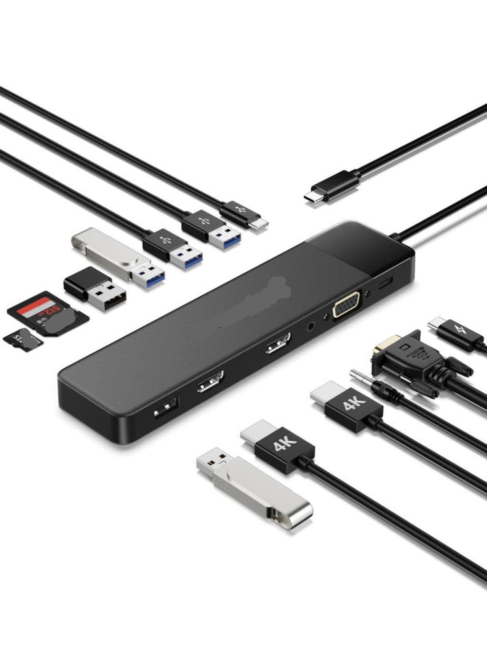 USB C HUB 13 in 1 Docking Station 4K30Hz HDMI USB3 0 PD100W RJ45 VGA SDTF USB Splitter Compatible with Laptop Pro Air(13 in 1)
