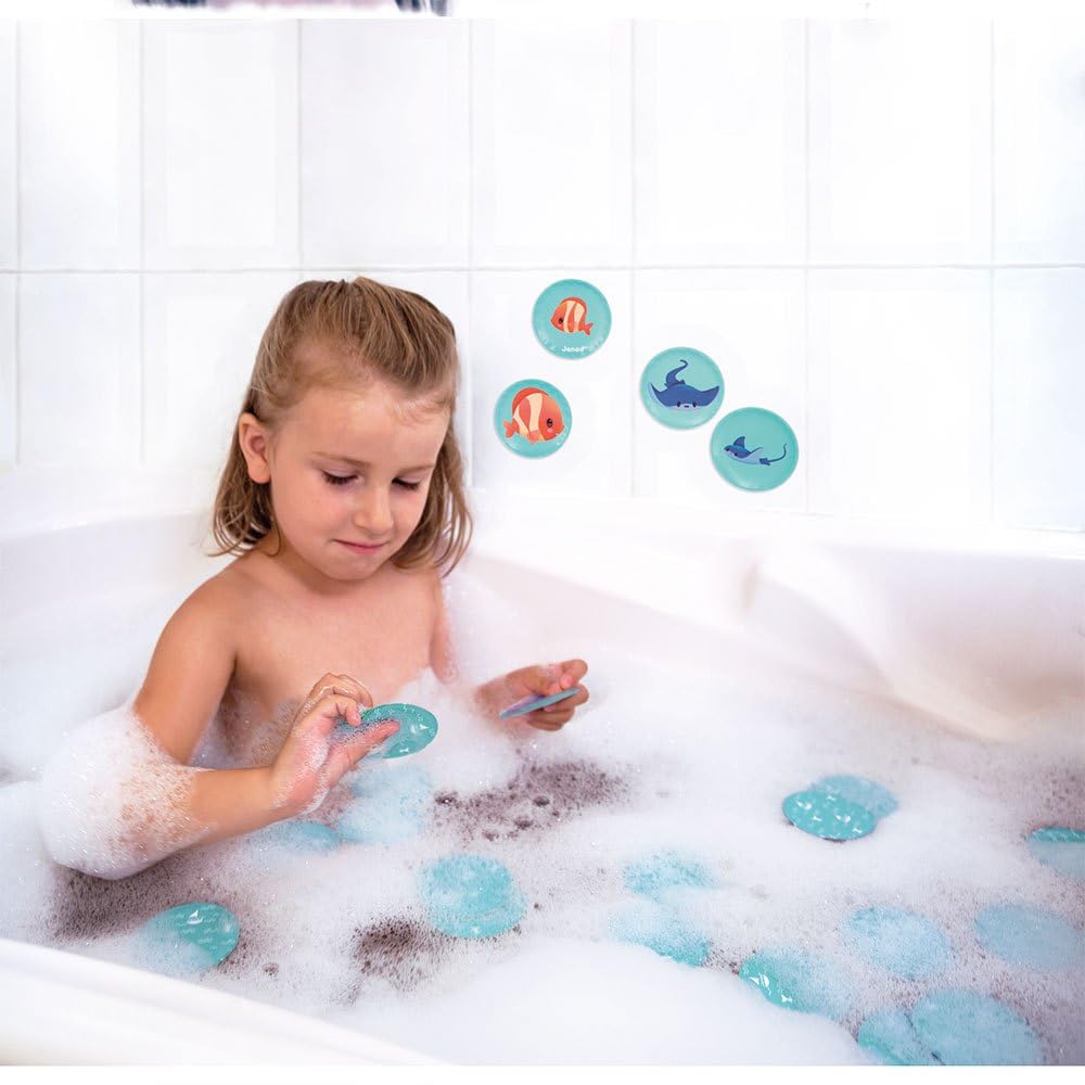 Janod - Gioco di Memoria Cuccioli - Gioco da Bagno - 24 Pezzi Galleggianti - Gioco di Memoria per Bambini - Giocattolo Evolutivo - dai 24 Mesi, J04723