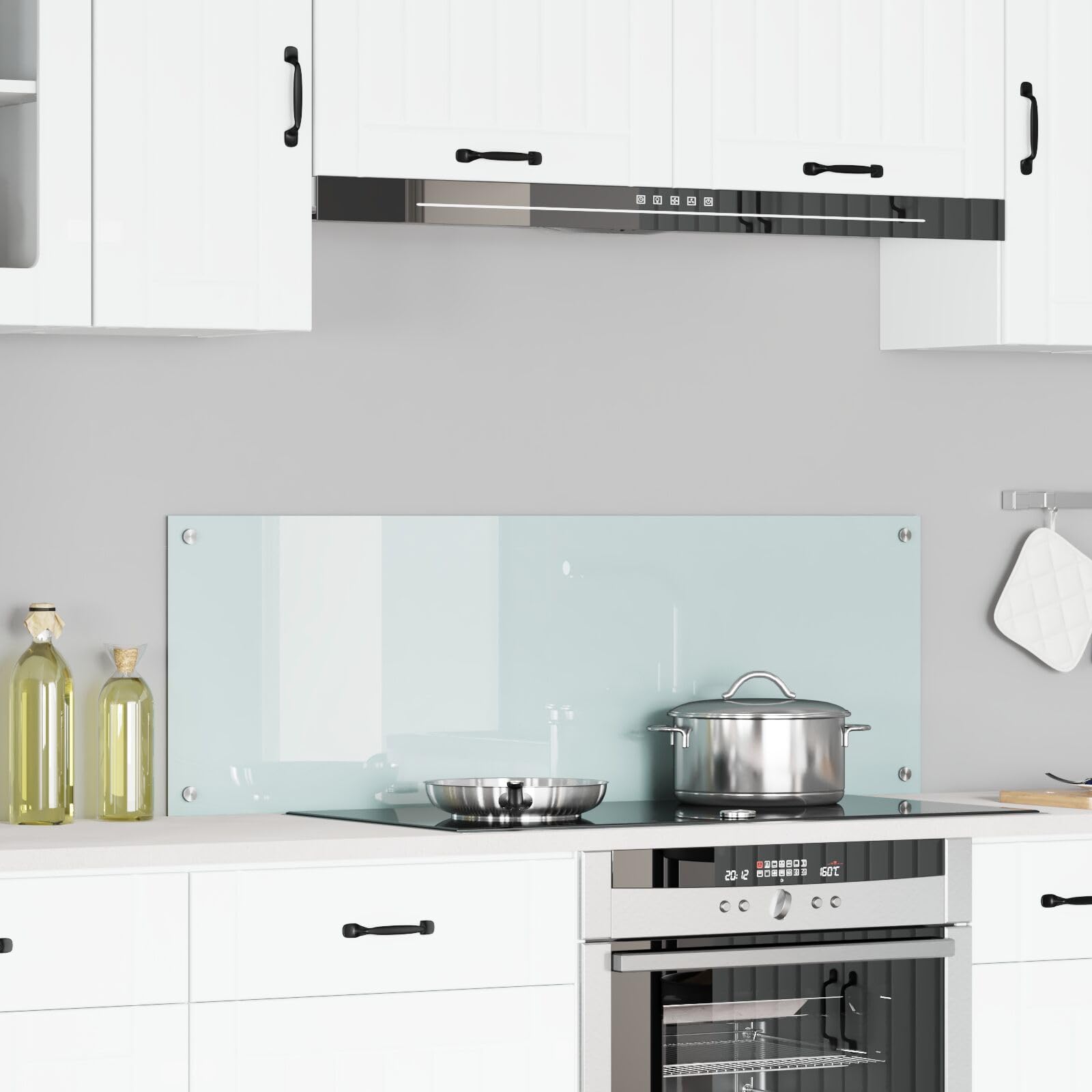 vidaXL Küchenrückwand Weiß 120 x 40 cm Gehärtetes Glas, Moderne, robuste Glasrückwand für die Küche, hitzebeständig, stylisches Design, easy Montage