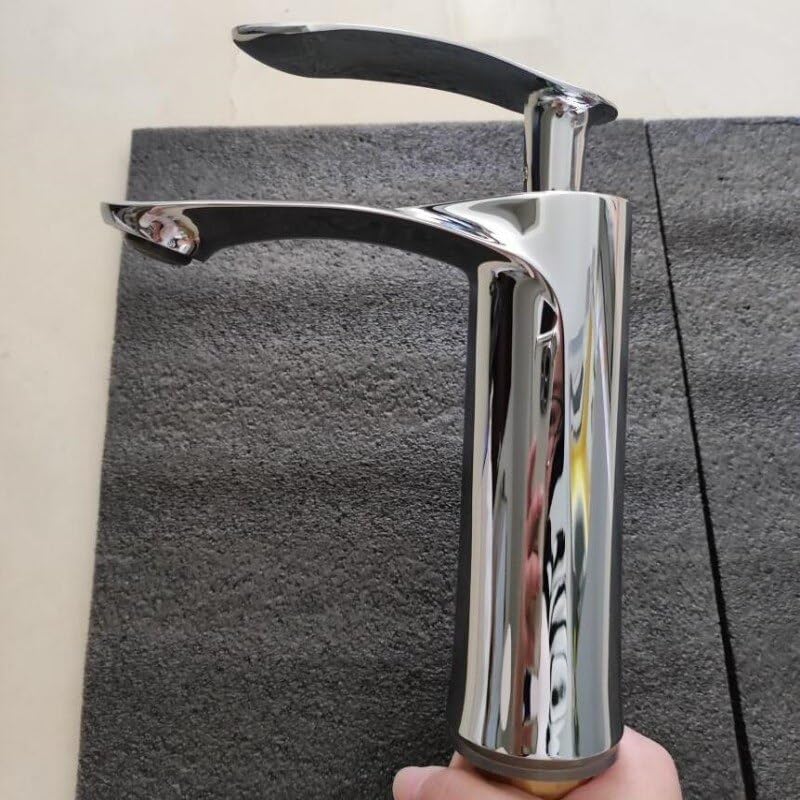 Robinet de bassin en laiton mitigeur eau chaude et froide finition chrome court