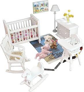 iLAND Miniature Dollhouse Furniture and Accessories for Dollhouse Nursery Furniture on 1/12 Scale (Lovely 14pcs)