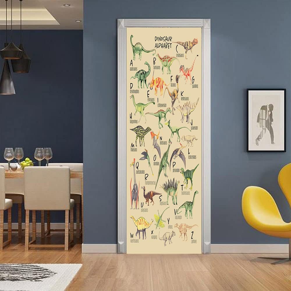 Funny Dinosaurs Door Stickers for Interior Doors Dinosaur