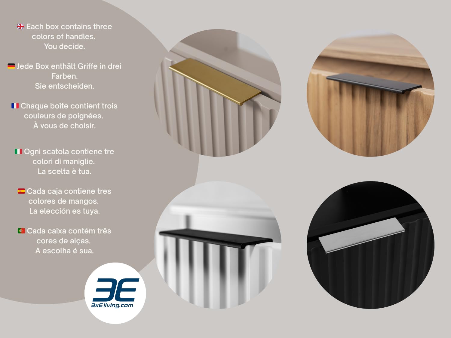 3E 3xE living.com Asta da bagno, bianca con maniglia nera, 35 x 136 x 27 cm
