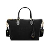 Womens Logo Jacquard Black Canvas Satchel Crossbody Bag 1BA104