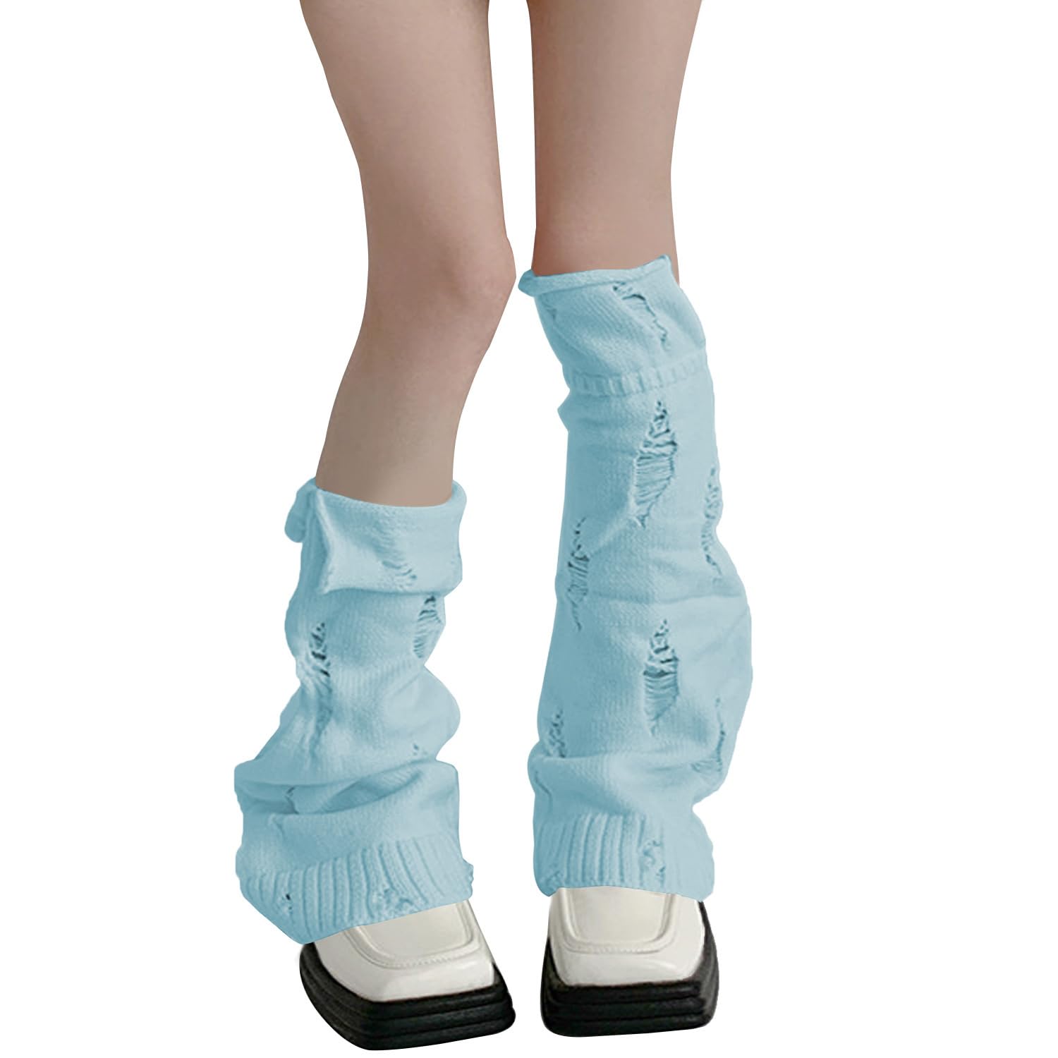 SherryDC Womens Y2k Knit Leg Warmers Harajuku Japanese Long Boot Socks Kawaii Lolita Winter Leg Cover