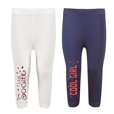 Girls 3/4 Legging or Girls Capri Leggings with Leg Print(Cool Girl and so Cute) Combo Pack of 2 (2KGLCSP_2C)