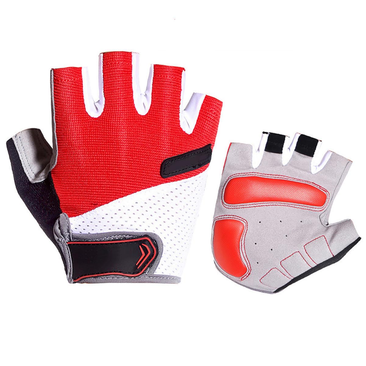 PartyKindom 1Pair Unisex Half Finger Cycling Gloves Breathable Skid Resistant Sports Gloves for Outdoor Activities Red for Biking Jogging Fishing and Hiking