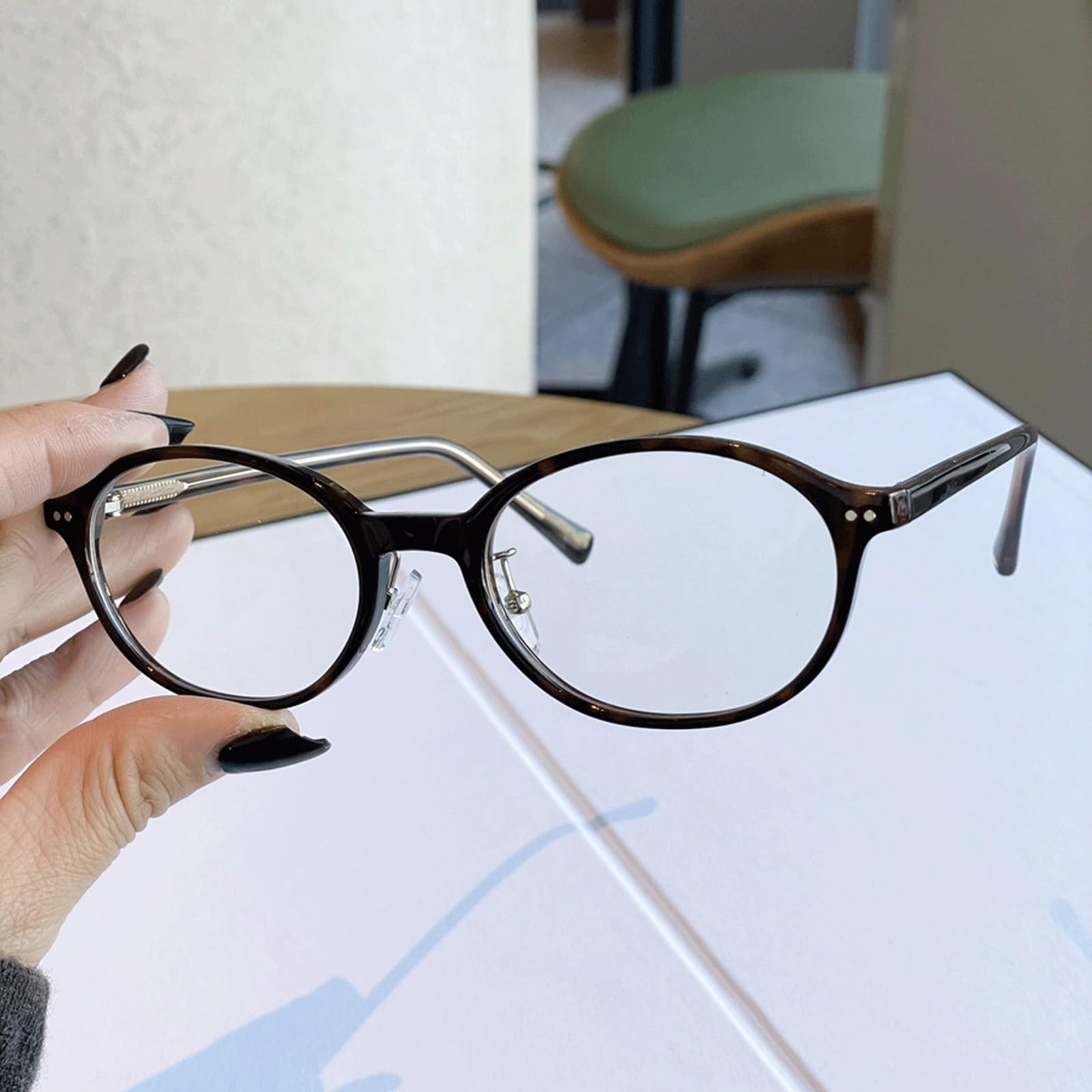 Monturas de Gafas Unisex for computadora, anteojos sin Receta con Almohadillas for la Nariz, Gafas de Lectura de Borde Completo, antiazules(Noir)