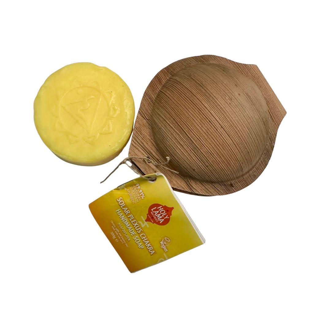 Holy Lama Naturals 'Solar Plexus' Chakra Natural Handmade Vegan Soap, Solid Bar Presented in Handmade Sustainable Case